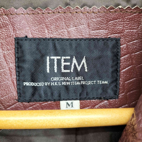 ITEM pig leather ピッグレザー クロコ型押し ジップレザージャケット レディース M