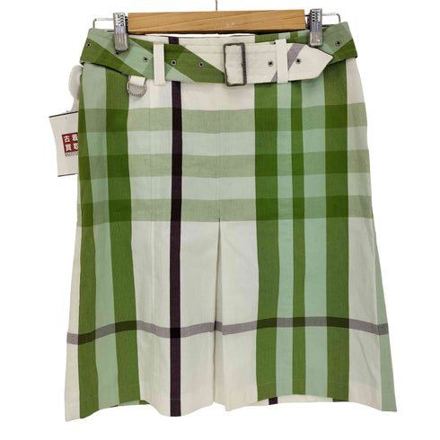 バーバリーロンドン BURBERRY LONDON ベルト付き グリーンチェック スカート レディース JPN:38