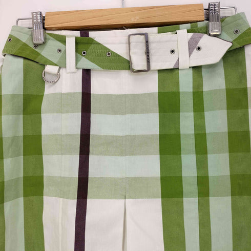バーバリーロンドン BURBERRY LONDON ベルト付き グリーンチェック スカート レディース JPN:38