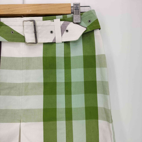 バーバリーロンドン BURBERRY LONDON ベルト付き グリーンチェック スカート レディース JPN:38