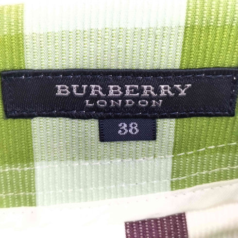 バーバリーロンドン BURBERRY LONDON ベルト付き グリーンチェック スカート レディース JPN:38