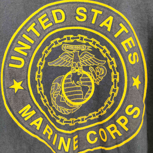 90S SO FFES CHOICEボディ UNITED STATES MARINE CORPS ロゴプリント 袖シングルステッチ S/S クルーネック Tシャツ メンズ import:XL
