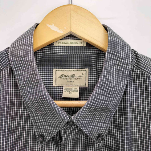 エディーバウアー Eddie Bauer 00S 白タグ WRINKLE RESISTANT グラフチェック B/D L/S シャツ メンズ import:XL