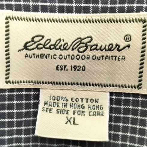 エディーバウアー Eddie Bauer 00S 白タグ WRINKLE RESISTANT グラフチェック B/D L/S シャツ メンズ import:XL