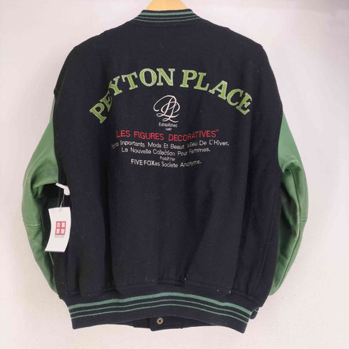 PEYTON PLACE 袖レザー ウール混 スタジアムジャケット メンズ