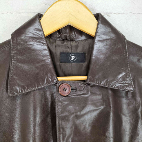 P pig leather ピッグレザー比翼ステンカラーコート メンズ
