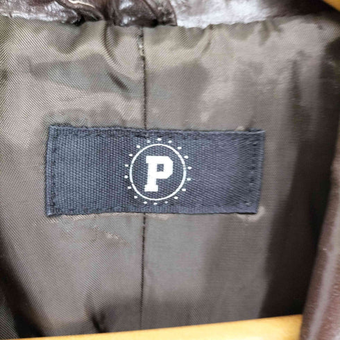 P pig leather ピッグレザー比翼ステンカラーコート メンズ