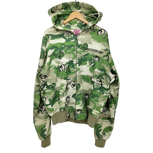 アトモスピンク ATMOS PINK × The Powerpuff Girls Camouflage Zip-up Hoodie GREEN レディース FREE