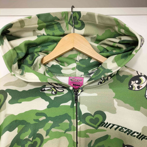 アトモスピンク ATMOS PINK × The Powerpuff Girls Camouflage Zip-up Hoodie GREEN レディース FREE
