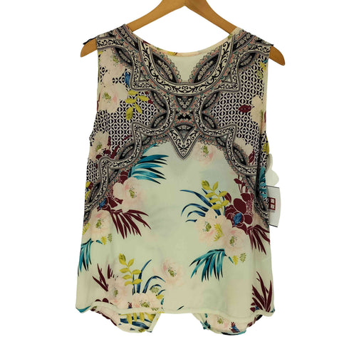 エトロ ETRO イタリア製 シルク100 総柄 ノースリーブ レディース import:M