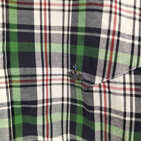 ヴィヴィアンウエストウッドマン Vivienne Westwood MAN ギミック ボタン オーブ刺繍 L/S チェック シャツ メンズ 44