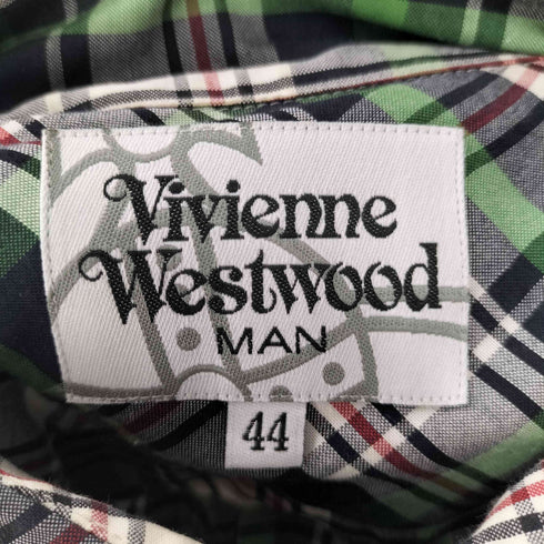 ヴィヴィアンウエストウッドマン Vivienne Westwood MAN ギミック ボタン オーブ刺繍 L/S チェック シャツ メンズ 44