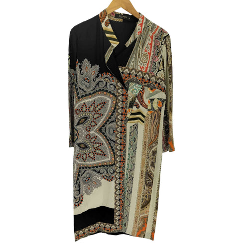 エトロ ETRO イタリア製 シルク100 総柄 L/S ワンピース レディース 40