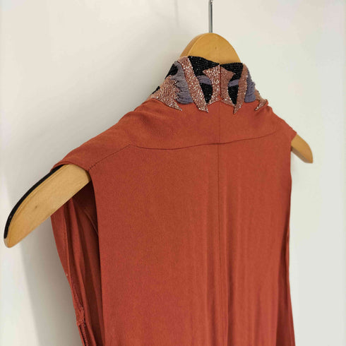 エトロ ETRO イタリア製 Vネック ビース ノースリーブ ワンピース レディース 44
