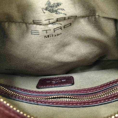 エトロ ETRO イタリア製 スウェードレザー 切替 ペイズリー ハンドバッグ レディース