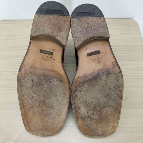 グッチ GUCCI OLD MADE IN ITALY イタリア製 スクエアトゥ レザー コイン ローファー ドレス シューズ メンズ EUR:41.5