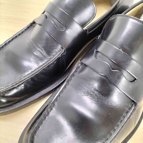 グッチ GUCCI OLD MADE IN ITALY イタリア製 スクエアトゥ レザー コイン ローファー ドレス シューズ メンズ EUR:41.5