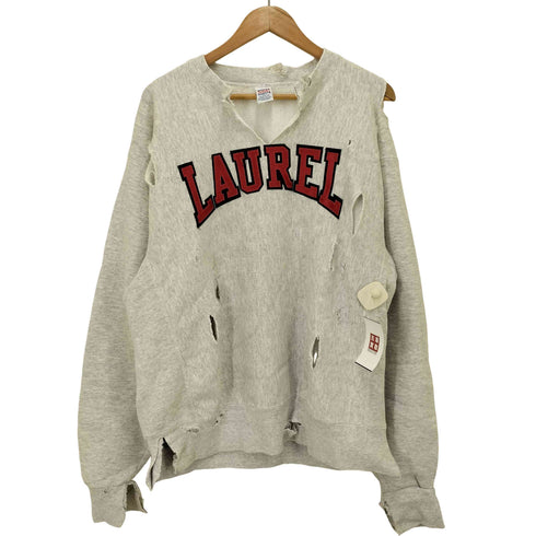 ソフィー SOFFE 90S USA製 LAUREL ワッペン 刺繍 クルーネック スウェット 襤褸 メンズ import:XL