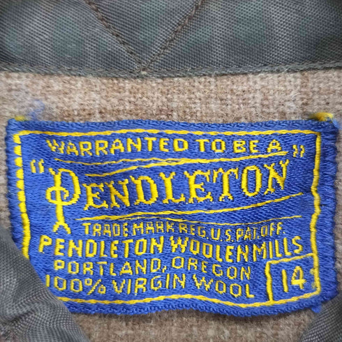 ペンドルトン PENDLETON 50s ラウンド型 チェック柄ウールシャツ メンズ 14