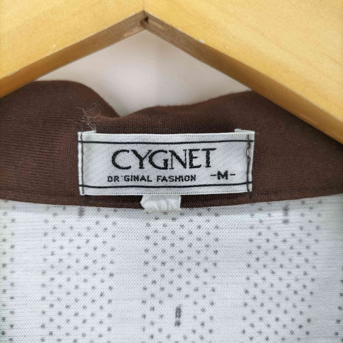 CYGNET 襟パイピング 総柄 半袖 シャツ メンズ import:M