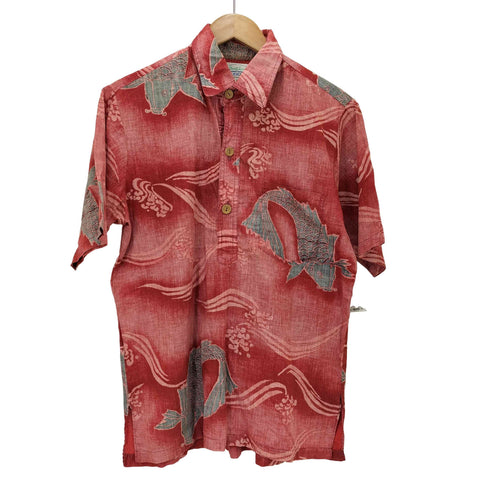 SURFLINE HAWAII 80S 錦鯉 リバースプリント S/S プルオーバー アロハ シャツ メンズ import:M