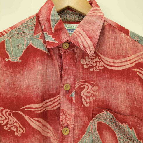 SURFLINE HAWAII 80S 錦鯉 リバースプリント S/S プルオーバー アロハ シャツ メンズ import:M