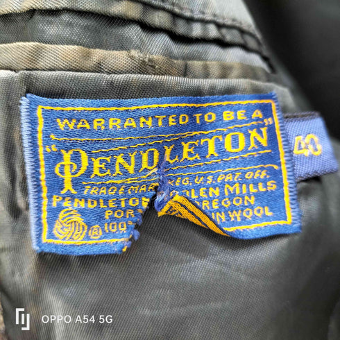 ペンドルトン PENDLETON 80s スエード切替 ヘリンボーン ツイード ネップ クルミボタン テーラード ジャケット メンズ US:40