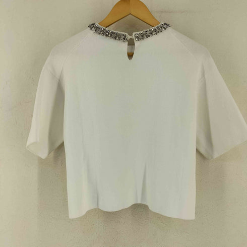 ザラ ZARA ラインストーンネックプレーンニットトップス レディース S