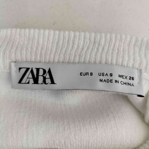 ザラ ZARA ラインストーンネックプレーンニットトップス レディース S