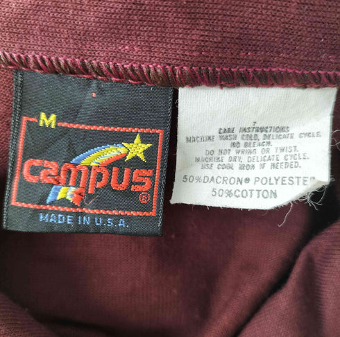 campus 90-00s USA製 袖ロゴ刺繍ポロシャツ メンズ M