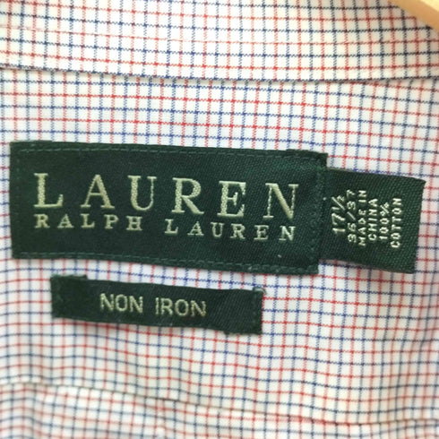 ローレンラルフローレン LAUREN RALPH LAUREN NON IRON ツートン ギンガムチェック フロントポケット 長袖 ボタンダウンシャツ メンズ 17 1/2