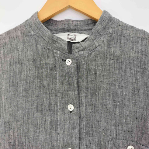 コットンハウスアヤ Cotton House Aya yesterday cross リネン カスリ生地 スタンドカラー半袖 シャツ レディース JPN:M