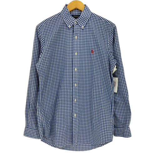 ポロラルフローレン POLO RALPH LAUREN 現行タグ CLASSIC FIT ポニー刺繍 ギンガムチェック ラウンドヘム ボタンダウン 長袖シャツ メンズ import:S