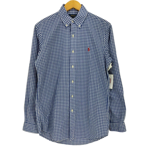 ポロラルフローレン POLO RALPH LAUREN 現行タグ CLASSIC FIT ポニー刺繍 ギンガムチェック ラウンドヘム ボタンダウン 長袖シャツ メンズ import:S