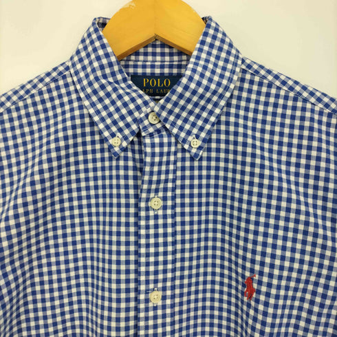 ポロラルフローレン POLO RALPH LAUREN 現行タグ CLASSIC FIT ポニー刺繍 ギンガムチェック ラウンドヘム ボタンダウン 長袖シャツ メンズ import:S