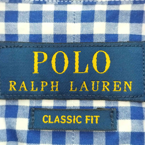 ポロラルフローレン POLO RALPH LAUREN 現行タグ CLASSIC FIT ポニー刺繍 ギンガムチェック ラウンドヘム ボタンダウン 長袖シャツ メンズ import:S