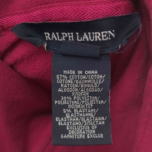 ラルフローレン RALPH LAUREN ナンバリング&ビッグポニー刺繍 サイドリボン ハイネックジップコットンジャケット Y2K レディース import:L