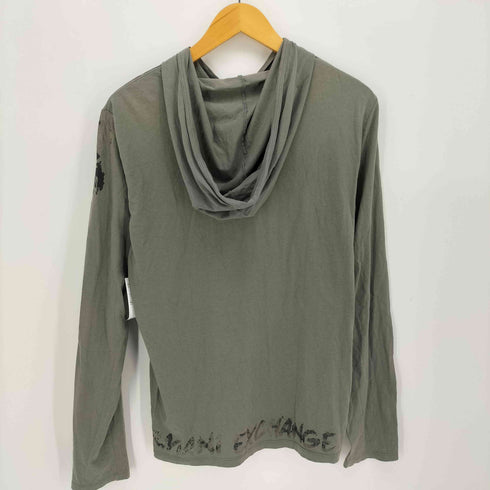 アルマーニエクスチェンジ ARMANI EXCHANGE ラメ プリント L/S フーディー カットソー Y2K メンズ import:S