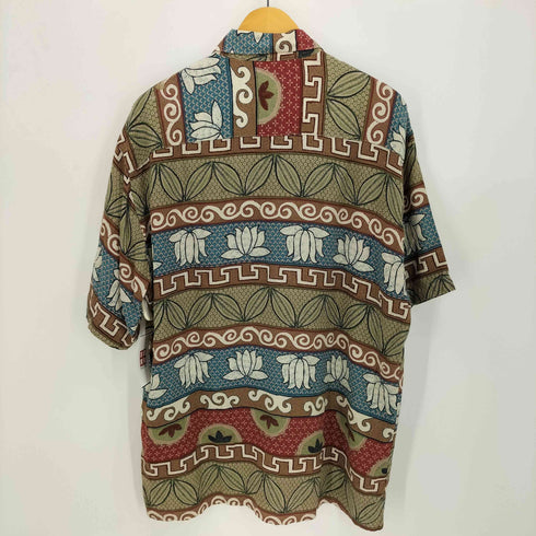 ピエールカルダン pierre cardin 90s 総柄 マルチボーダー レーヨン 半袖 シャツ メンズ import:L
