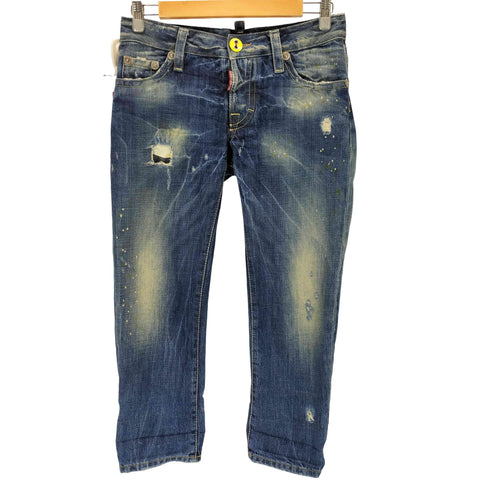 ディースクエアード DSQUARED2 七分丈 ペイント加工 クロップド ダメージデニムパンツ メンズ 36