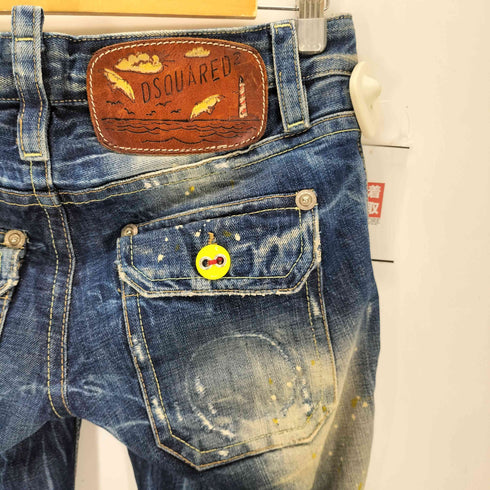 ディースクエアード DSQUARED2 七分丈 ペイント加工 クロップド ダメージデニムパンツ メンズ 36