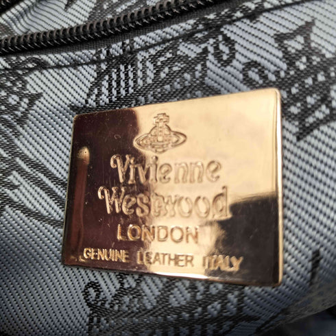 ヴィヴィアンウエストウッドロンドン Vivienne Westwood LONDON GENUINE LEATHER イタリア製 オーブロゴ シボ革 レザートートバッグ バーガンディ レディース