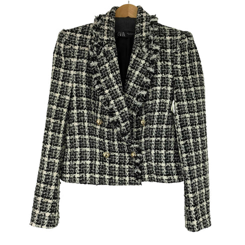 ザラ ZARA ツイードデザイン クロップド丈ジャケット レディース import:XS