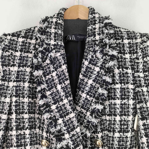ザラ ZARA ツイードデザイン クロップド丈ジャケット レディース import:XS