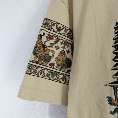 NEW TOP 袖裾シングル BESAKIH インディアンデザインクルーネックTシャツ メンズ