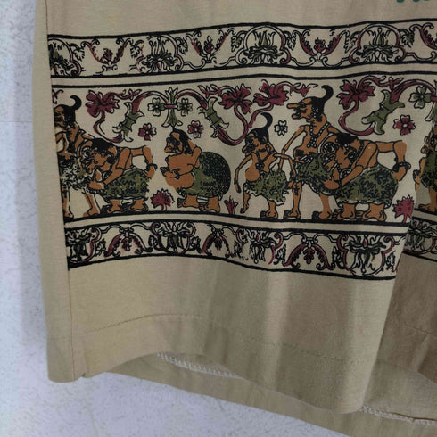 NEW TOP 袖裾シングル BESAKIH インディアンデザインクルーネックTシャツ メンズ