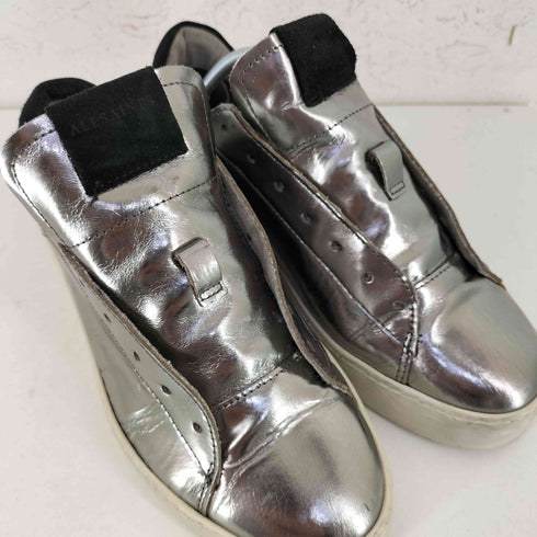 ALL SAINTS シルバーメタリック ローカットスニーカー レディース 24.5
