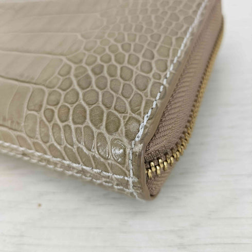TUSCANIA クロコ型押し レザー ラウンドジップ 長財布 レディース