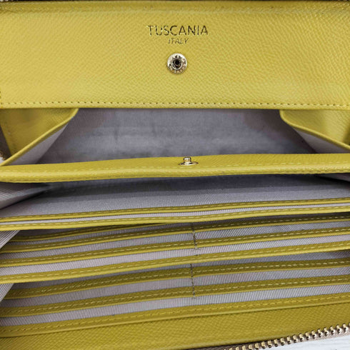 TUSCANIA クロコ型押し レザー ラウンドジップ 長財布 レディース