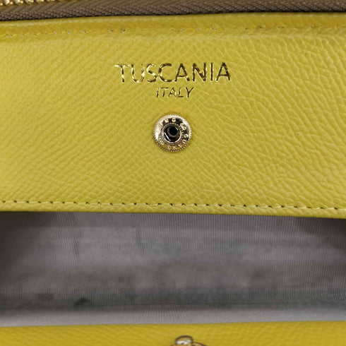 TUSCANIA クロコ型押し レザー ラウンドジップ 長財布 レディース